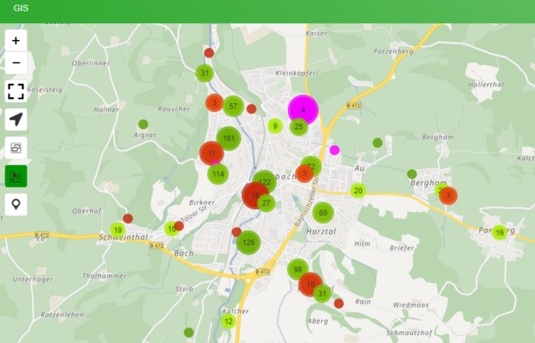 Ansicht Aufgabenverteilung GIS Karte